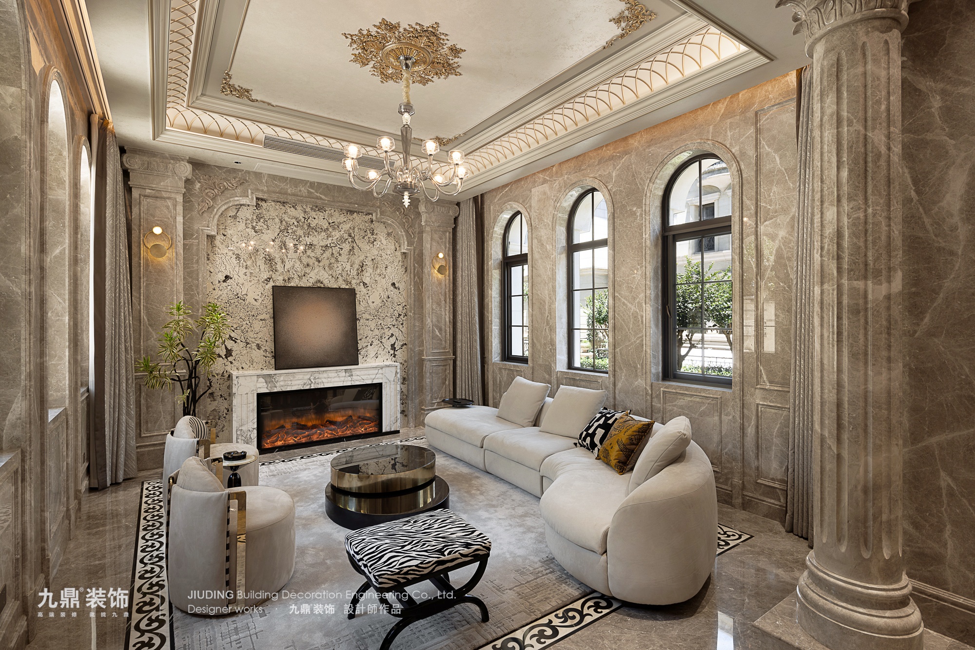 杭(hang)州昆崙(lun)府550㎡灋(fa)式(shi)輕奢裝(zhuang)修案例