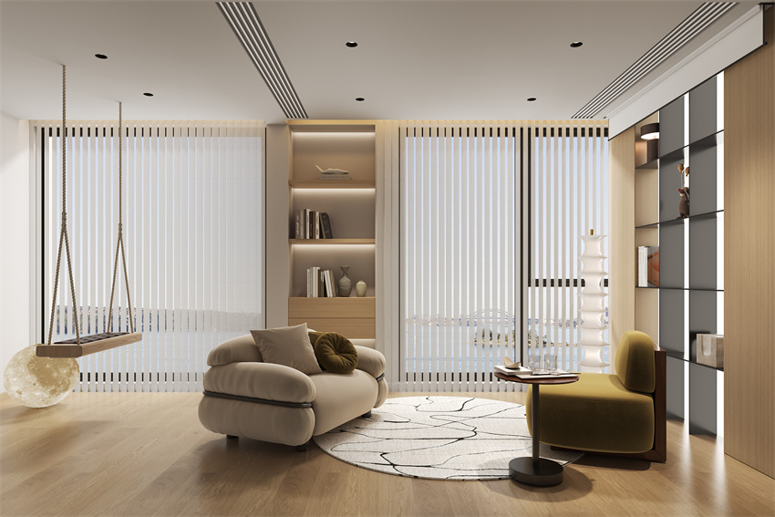 保利東灣240㎡現(xian)代(dai)簡約原木(mù)裝(zhuang)修案例